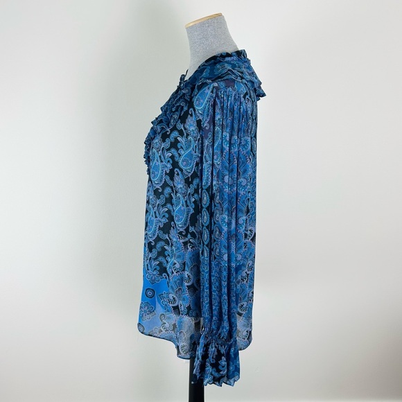 Kobi Halperin Winnie Blue Paisley Ruffle Top - no‎ size - Picture 5 of 7